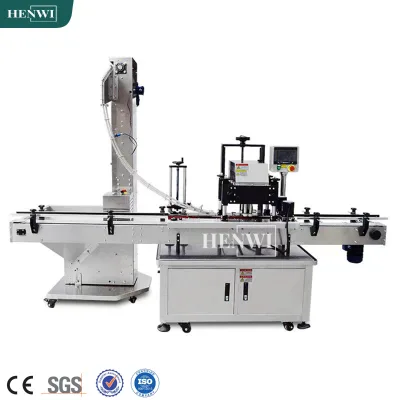 Henwi 4 Wheels Capper Automatic Glass Dropper Bottle Body Gel Cosmetic Spray Bottle Cap Screwing Capper Shampoo Capping Machine
