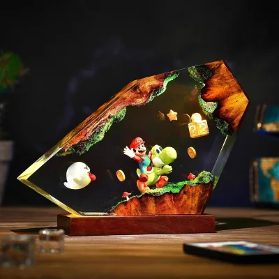 Hot Selling Popular Resin Night Light Desk Lamp Handcrafted American Style Mario Theme Birthday Gift