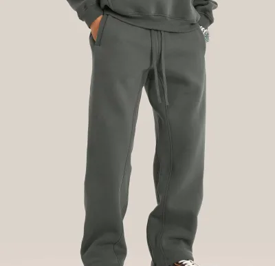 Men's Mid Waist Casual Loose Fit 100% Cotton Fleece Drawstring Heavyweight Eco-Friendly Breathable Anti-Wrinkle Sweatpants