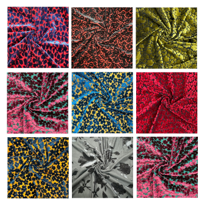 Wholesale Multi-color Silk Burnout Velvet Moderate Breathability Comfortable and Soft Burnout Velvet Fabric for Dress Garment