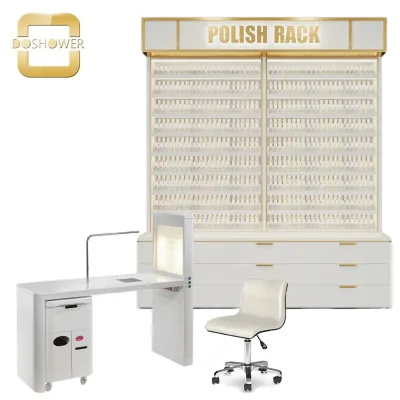 Luxury White Nail Polish Rack Display Stand Large Storage Space with Polish Cabinet for Living Room Use by Manufacturer