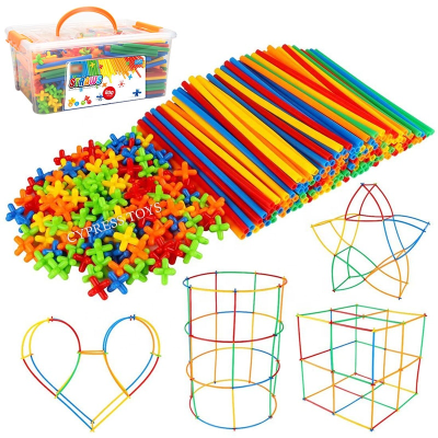 Factory Custom Straw Blocks Kids Building Block Plastic Toy With 400/500/600/700/800 PCS
