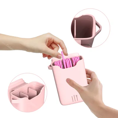Compact Silicone Eyelash Lip Brush Makeup Tools Case Organized Storage Box Travel Beauty Accessories Holder