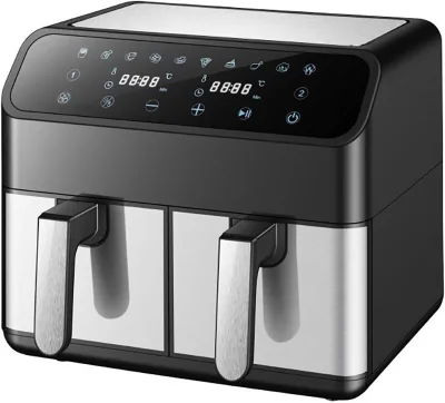 2026 Foldable Touch Control 2800W Visual 2 Basket 8L Smart Digital Dual Double Stack Square Electric Air Fryer