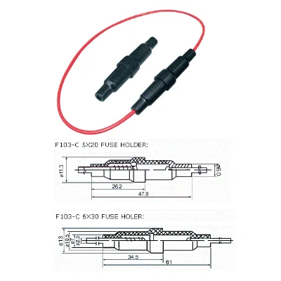 Industrial 250V Fast Blow Glass Fuse Holder Inline Fuse Holder 6*30mm Glass Tube Fuse at Fuse with 20AWG 23cm Wire