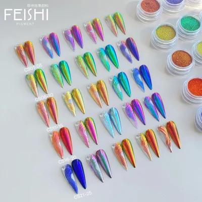 Hot Selling Dreamy Rainbow Candy Chameleon Mirror Powder & Crystal Powder, for Automotive & Nail Polish Coating Mirror Effect