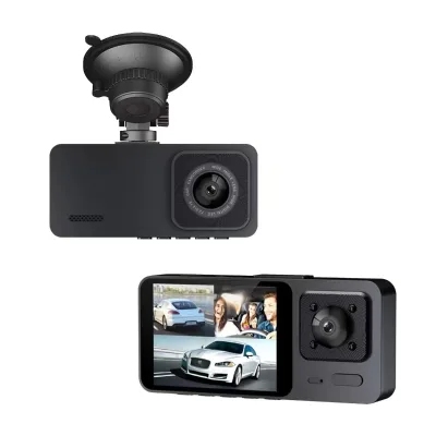 Hd 1080p Dashboard Camera With 3 Lens Front Inside and Rear Auto Recorder Car Road Camera With 1 Year Warranty