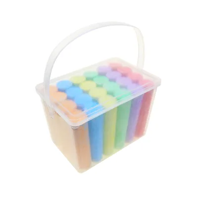 BECOL Wholesale Multi Colors Sidewalk Chalk Set Non Toxic Outdoor Jumbo Chalk with Plastic Storage Bucket Packing