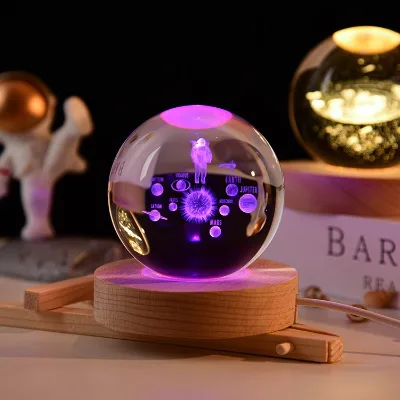 Honor of Crystal 3D Luminous Engraving Led Glowing Starry Sky Art Magic Crystal Ball Ornament