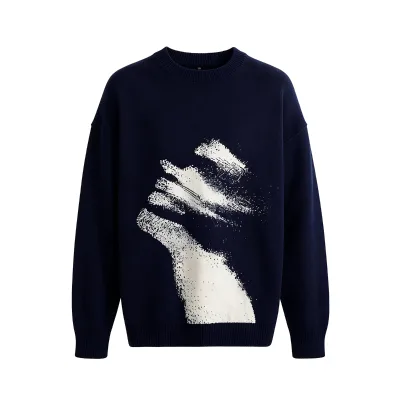 MENS JACQUARD SWEATER 100% COTTON OVERSIZED PULLOVER CREW NECK SOFT BREATHABLE SHRINK-RESISTANT FALL WINTER CASUAL WEAR