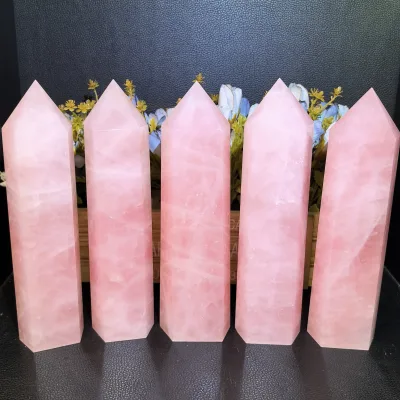 Wholesale Natural Crystal Stone Healing Large Size Rose Quartz Tower for Crystal Room Decoration