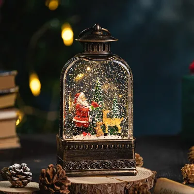 Artificial Christmas Snow Globe Lantern Resin Santa's Gift with Light Handicrafts Drifting Snow Scenes Gifts Home Decoration