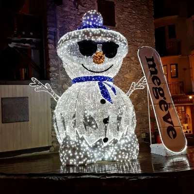 Outdoor LED 3D Giant Snowman Christmas Decoration Light for Plaza Street Commercial Use