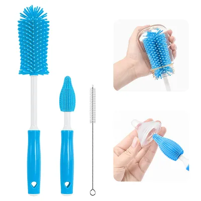 Wholesale Eco Friendly Silicone Baby Bottle Cleaner Brush Set Bottle Cleaning Brush Bottle Brushes