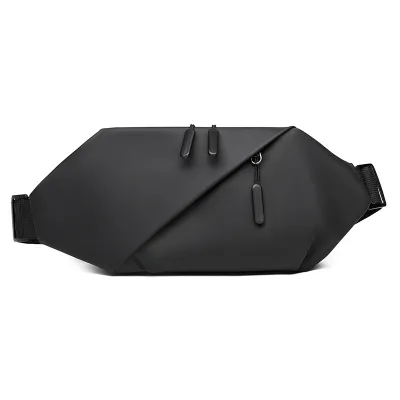 Men's Urban Simplicity PU Zipper Waterproof Chest Crossbody Waist Pack Utility Messenger Bag Versatile Fashion Casual Leisure