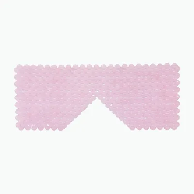 Oversized Natural Stone Rose Quartz Beaded Sleep Mask Cooling Eye Cover for Puffiness & Migraine Relief