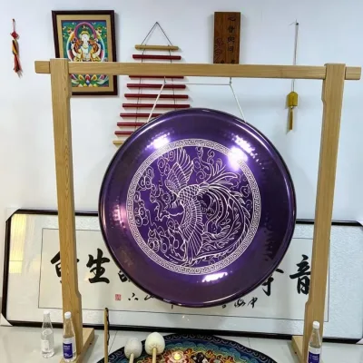 Sound Healing Gongs-Phoenix Purple Alloy Gong 24 Inch 60CM with Free Mallet for Yoga Practice and Energy Balancing Sound Bath