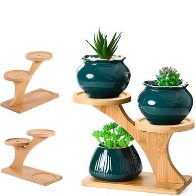 Mini Plant Stands for Window Sill & Desk, Small Indoor Decorative Shelves - Lightweight Space-saving 3 Tier Home Office Decor