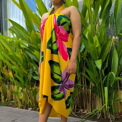 Wholesale New Fashion Custom Recycle Rayon Hand Painted Lady Beach Pareo Sarong for Woman From Bali Indonesia