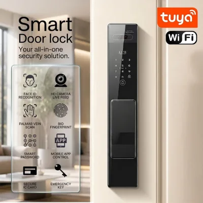 Tuya WiFi Smart Lock 3D Face Recognition Unlck Remote APP Control for Residential Entrance Doors and Hotels