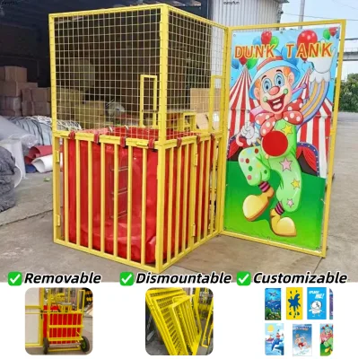 Low Price New Challenging Inflatable Ball Throw Game dunk tank Machine Stainless Steel with 4 Balls for Events Rental Business