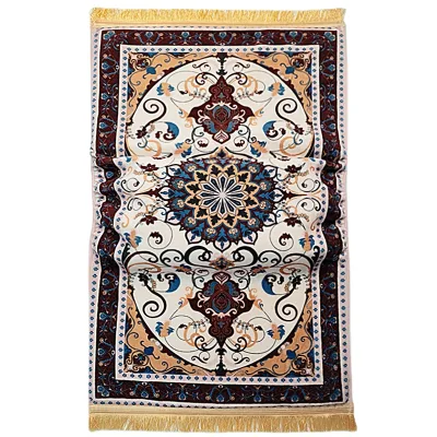 Thick Rectangle Printed Polyester for Cross-Border Worship Carpet Living Room Prayer Velvet Solid Color Modern Prayer Rug