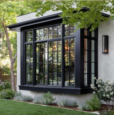 Sunnysky Best Selling Residential French Aluminium Heat Insulation Low-E Double Glazed Fixed Casement Bay Aluminium Windows