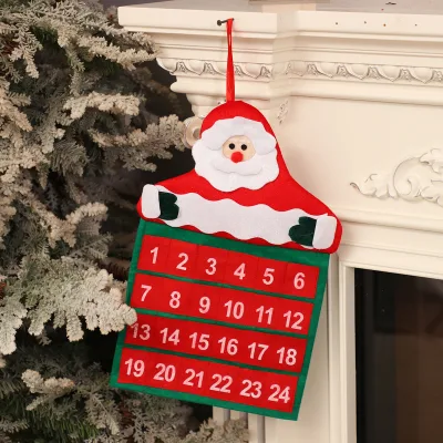 New Christmas Calendar Pendant Cartoon Old Man Tree Christmas Socks Hanging Calendar Felt Calendar Decoration