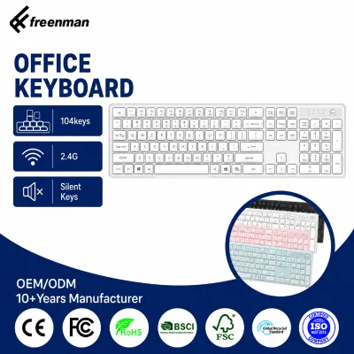 New Arrival OEM ODM104-Key 2.4G Wireless Keyboard Silent Office Computer Keyboard for PC Laptop Membrane Keyboard