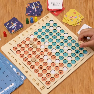 Two-in-One Mathematics Expert Multiplier Board Wood Primary School Students Multiplication Formula Practice Educational Toys