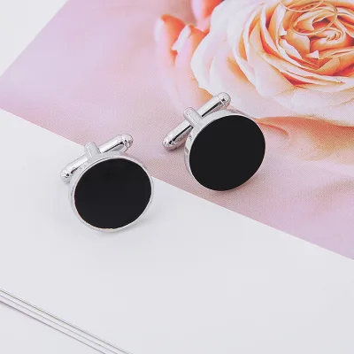 DIY Black Oil Drop Alloy Plated Men Cufflinks for Tuxedo Shirt Cufflinks for Men for Engagement
