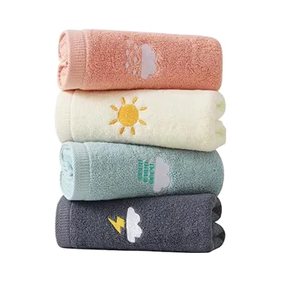Set of 4 Soft Cotton Bathroom Hand Towels Highly Absorbent Gym Spa Face Towel Printed 14\" X 29\" Size