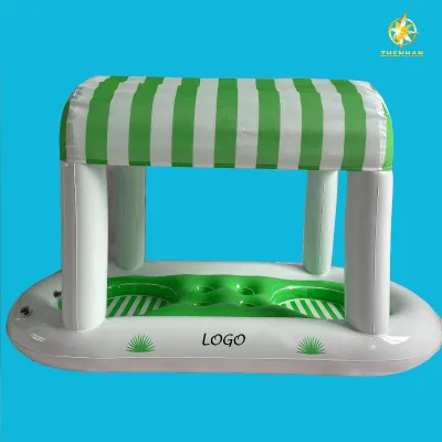 Hot Sale Summer Inflatable Cabana Swimming Pool Floating Inflatable Cooler Ice Plates Water Party Drinking Holders with Shade