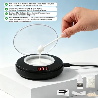 Wireless Mini and Portable Mini Square Wax Heater Machine for Eyebrow Shaping Nasal and Ear Hair Removal