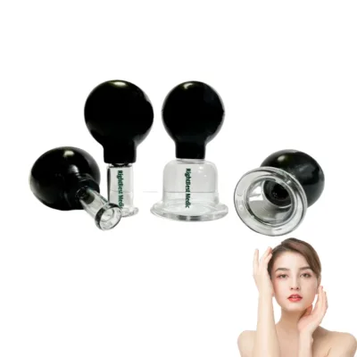 Silicone Glass Cupping Set Best Quality Anti Cellulite Face & Body 4 Sizes 100 Black Beauty CE Free Spare Parts Class I 1years