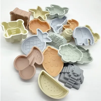 Eco Mini Sandbox Toys, Silicone Mold Activity Set with Castle Fruit Ocean and Animals Mold, Compatible with Any Beach Molding