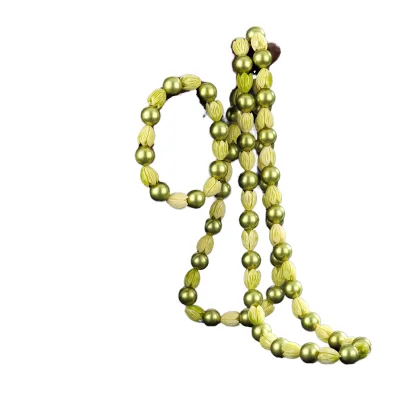 Hawaiian Gold Plated Green Shell Pearl 27 Inches Handmade Wedding Jewelry Set Women's Necklace Earrings & Bracelet