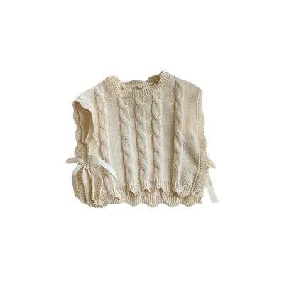 Autumn Winter Cotton Vest for Baby Girls Forest Lace Knitted Waistcoat with Sleeveless Top Design