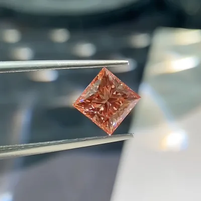 Abiding Exquisite Sweet Orange Color Lab Grown Diamond Princess Cut Fancy Orange VS1 GD EX 1.67CT CVD Synthetic Diamond