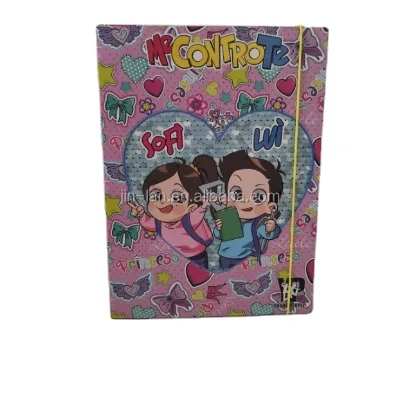 Cartoon Character Printing Pattern Elastic Box File With Spine