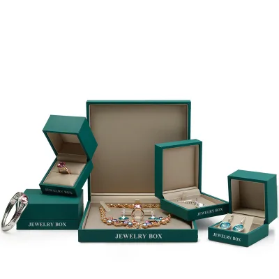 Custom MDF wooden full set jewelry packaging box with velvet lining