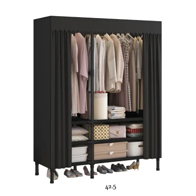Metal frame multi-layer storage hotel fabric wardrobe