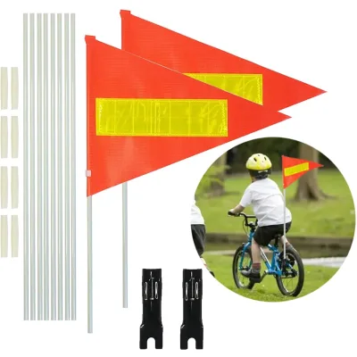 New Arrivals Bright Colored Warning Symbol Triangle Reflective Bike Bicycle Safety Pennant Flags for Children's Bicycle