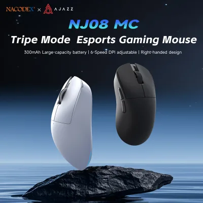 AJAZZ NJ08 MC 70g Right-handed Tri-Mode Gaming Mouse, PAW3311 Sensor, 24000 DPI, RGB Light, 300mAh Battery BT/2.4G/Wired