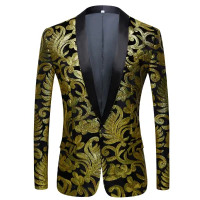 Men's Black Flannelette Sequin Suit Men's Tuxedo Performance Clothing Studio Photography Clothing Party Two-piece Suit Pants