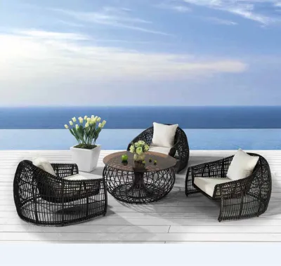 Aluminum Thick PE Rattan Classics Leisure Arc Single Sofa Set Garden Outdoor Furniture