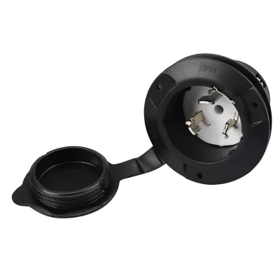 NEMA SS2--50P Flanged Inlet Generator Plug, 50A 125/250 Volt, RV Twist Locking Receptacle , Industrial Grade for Camper Marine