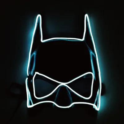 Halloween Batman Half Face Mask Rechargeable LED Light-Up Party EL Wire Mask PVC Decorative Half Mask