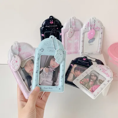 HECION PVC Card Holder Music Note Wing Charm Campus Card Sleeve Photocard Case Bag Pendant Accessory