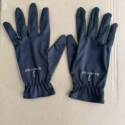 Customized White LOGO Presentation Jewelry Store Saleswomen Black Microfiber Gloves
